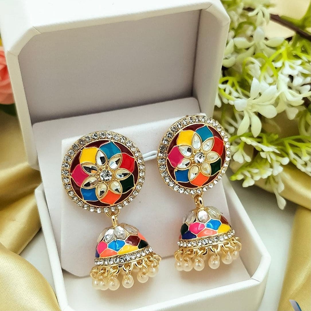 Women Kundan Jhumka, Women Traditional Jhumka Bridal Vintage Earring Jewellery Women Kundan Jhumka, Women Traditional Jhumka Bridal Vintage Earring Jewellery